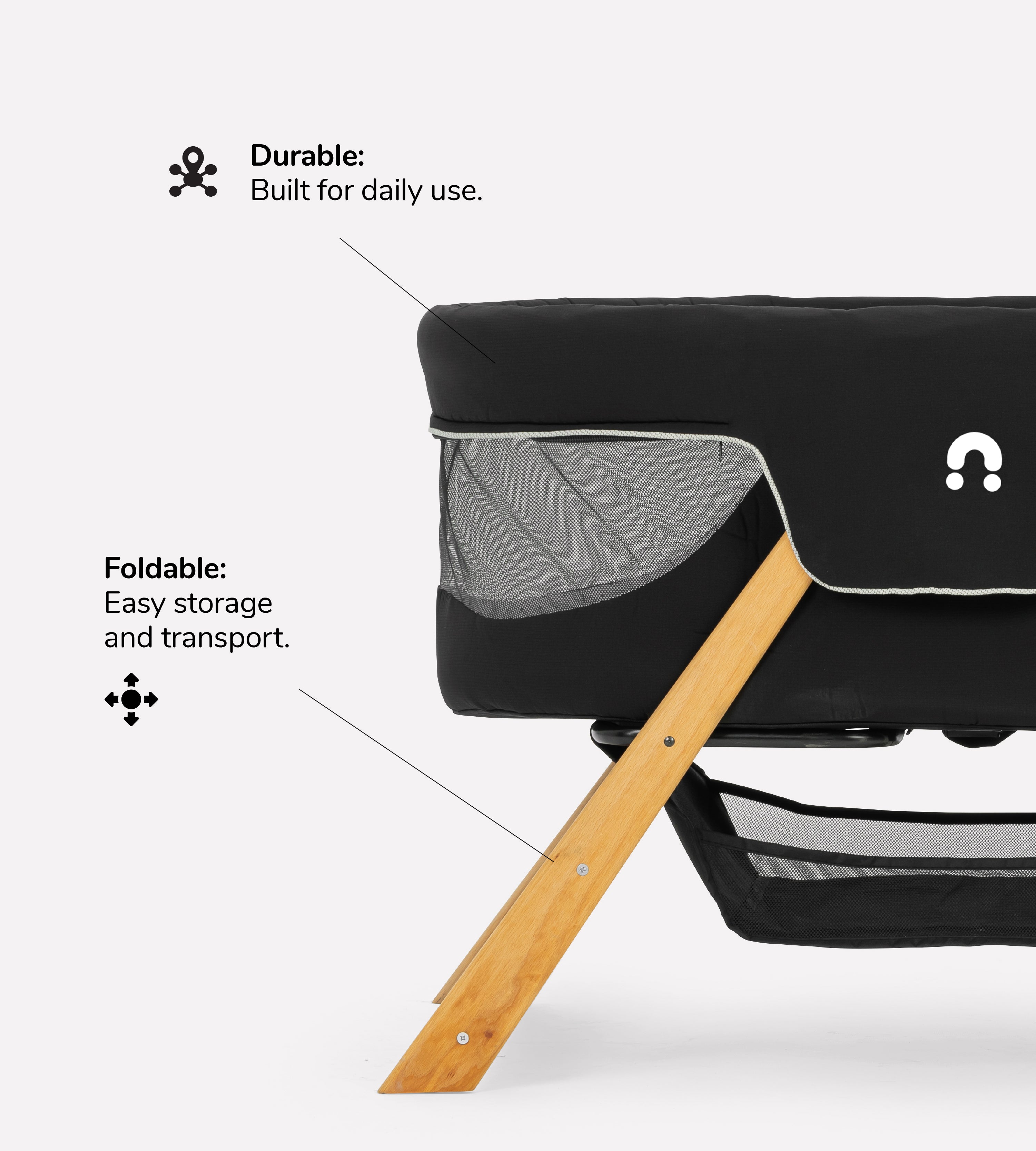 Folding wooden cradle