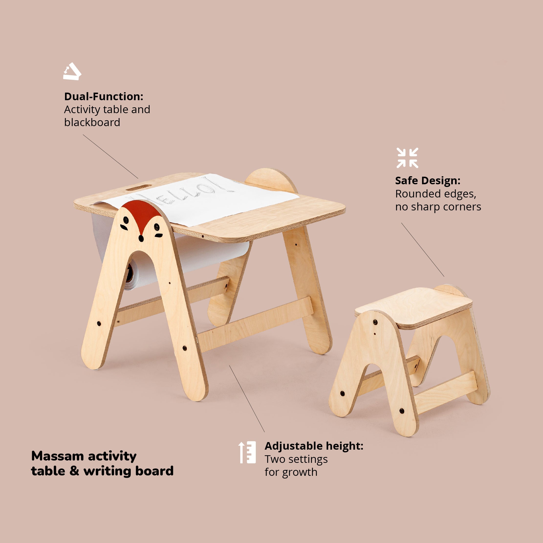 Massam Bear Activity Table And Writing Board